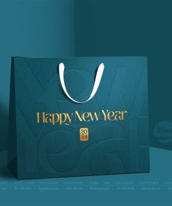 Túi Giấy Năm Mới Màu Xanh Ấn Tượng
